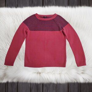 Talbots Pink and Navy Striped Lambs wool Sweater Size MP
